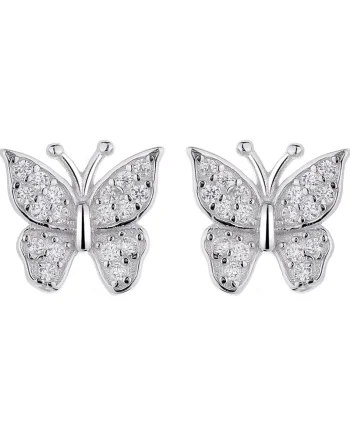 Cercei argint 925, JW731, model fluture, placati cu rodiu