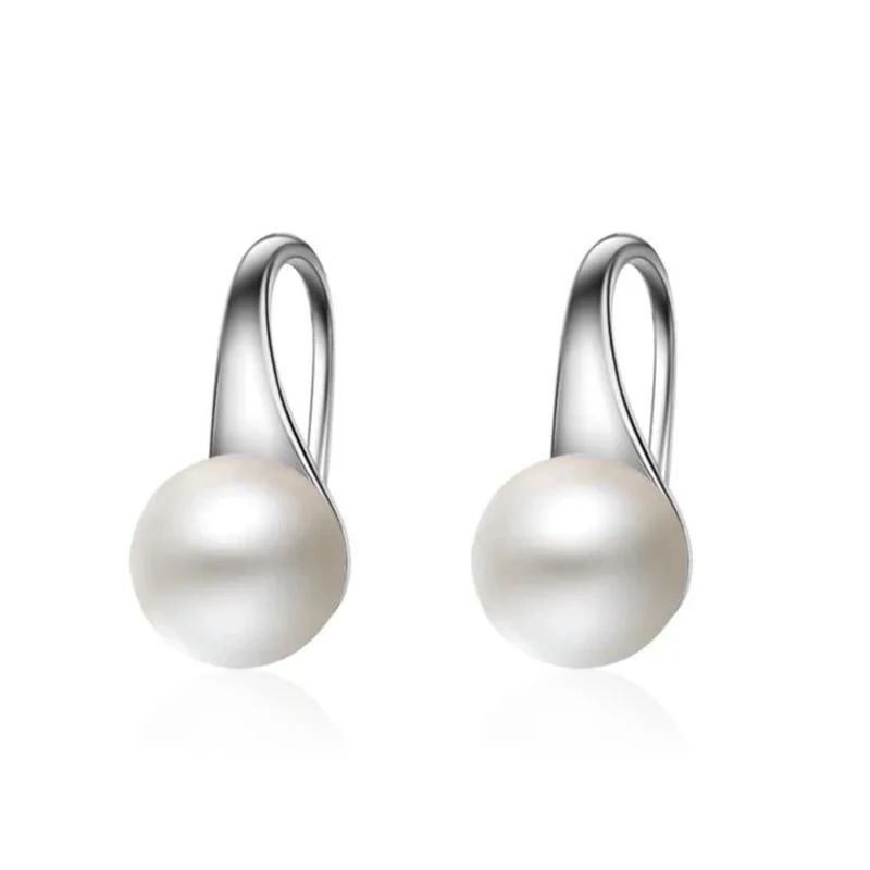 Cercei argint 925, JW955, model perla, placati cu rodiu