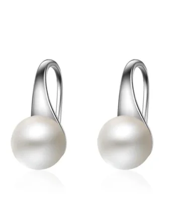 Cercei argint 925, JW955, model perla, placati cu rodiu