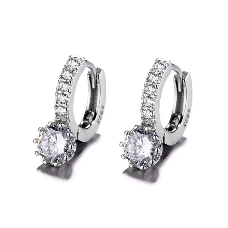 Cercei rotunzi argint 925, JW795, model elegant, placati cu rodiu