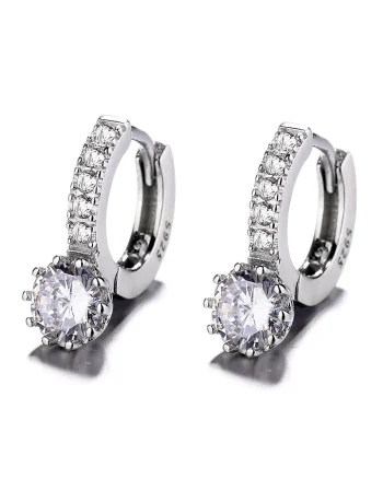 Cercei rotunzi argint 925, JW795, model elegant, placati cu rodiu