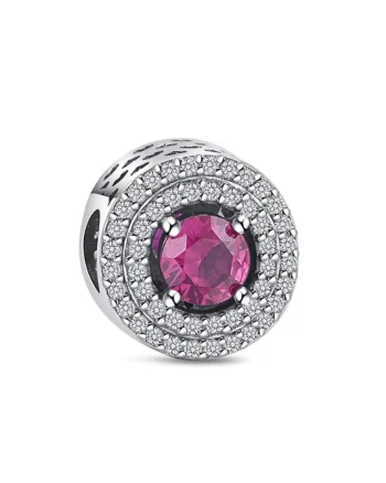 Charm/talisman argint 925, JW1177, model elegant cu piatra roz, placat cu rodiu