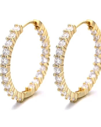 Cercei rotunzi argint 925, JW1578, model cerc, placati cu aur