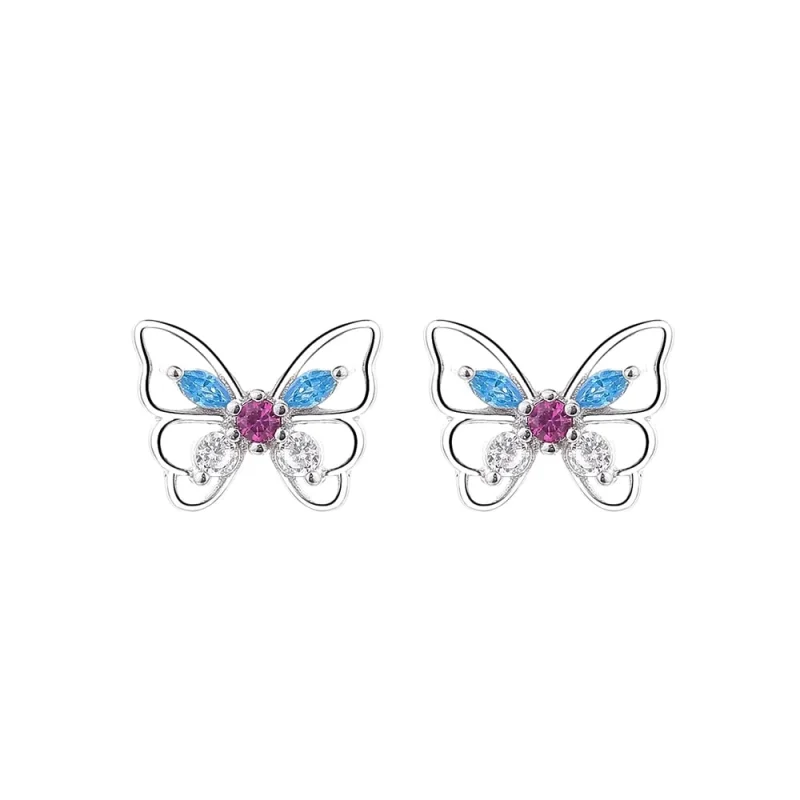 Cercei argint 925, JW1584, model fluture, placati cu rodiu