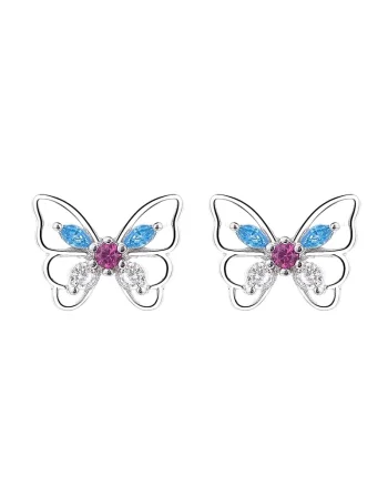 Cercei argint 925, JW1584, model fluture, placati cu rodiu