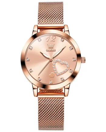 Ceas de dama Olevs CS1641, otel inoxidabil, rose gold, cadran roz