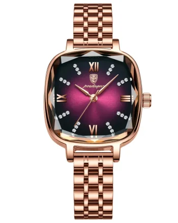 Ceas de dama Poedagar CS1669, otel inoxidabil, rose gold, cadran mov