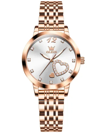 Ceas de dama Olevs CS1688, otel inoxidabil, rose gold, cadran alb