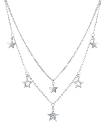 Lantisor dublu argint 925, JW1831, model stelute, placat cu rodiu