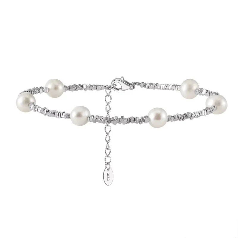 Bratara din argint 925 pentru dama, JW1723, model perlute neregulate, placata cu rodiu