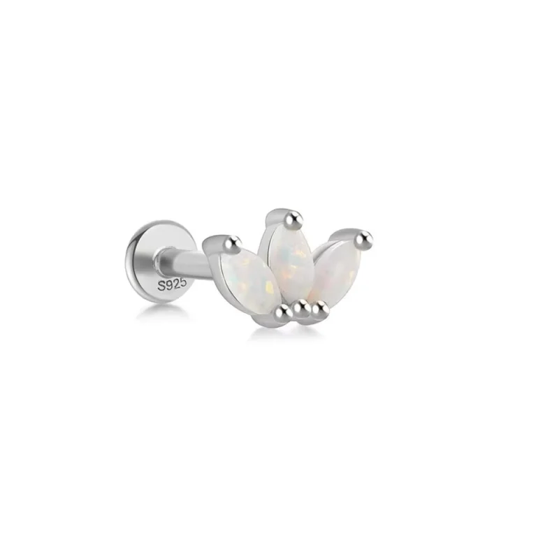 Cercel piercing argint 925, JW1682, model Opal, placat cu rodiu