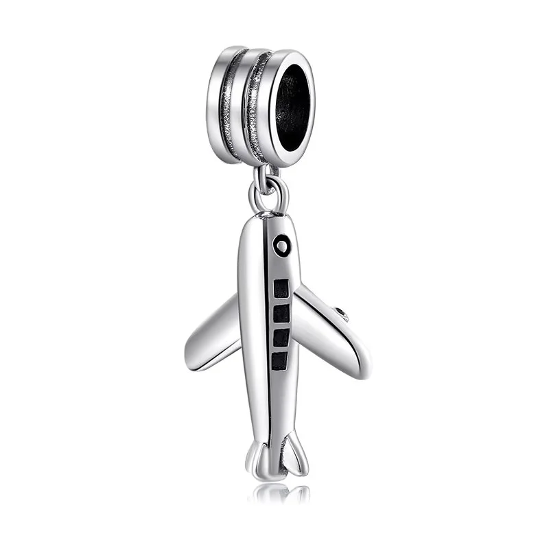Charm/talisman argint 925, JW1630, model Avion, placat cu rodiu