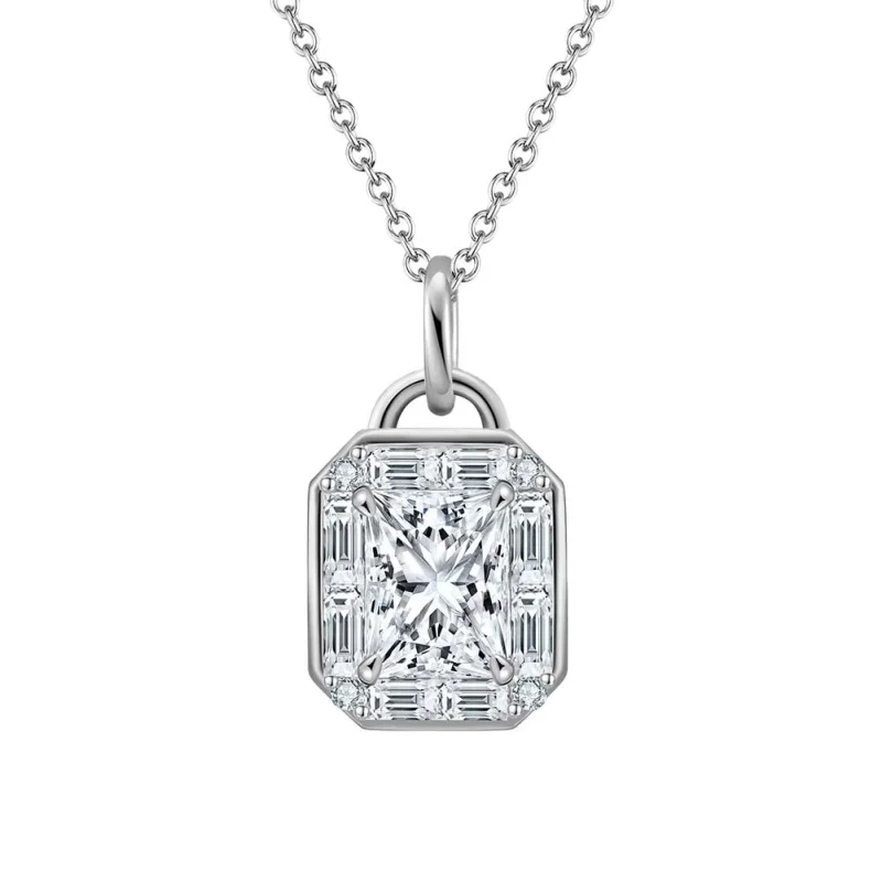 Lantisor argint 925, JW1769, model elegant cu zirconiu, placat cu rodiu
