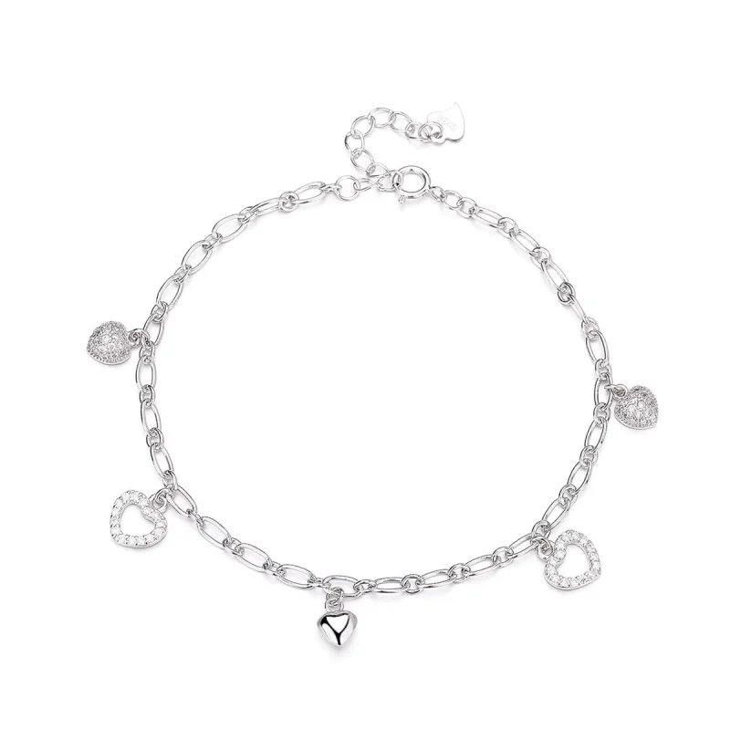 Bratara din argint 925 pentru dama, JW1617, model inimioare, placata cu rodiu