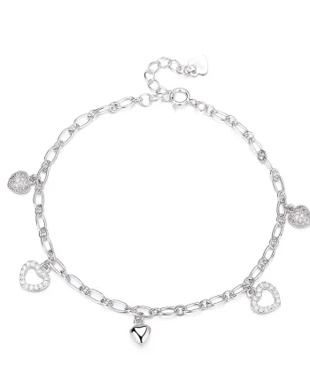 Bratara din argint 925 pentru dama, JW1617, model inimioare, placata cu rodiu