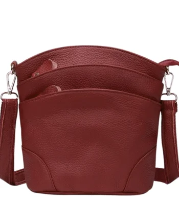 Geanta dama Missa GT1538, piele naturala, rosu inchis