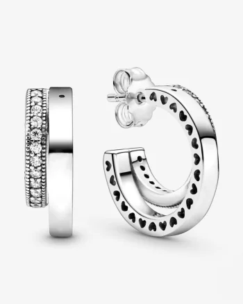 Cercei rotunzi argint 925, JW494, model cerc dublu, placati cu rodiu