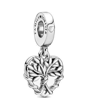 Charm/talisman argint 925, JW1144, model inima si copac, placat cu rodiu