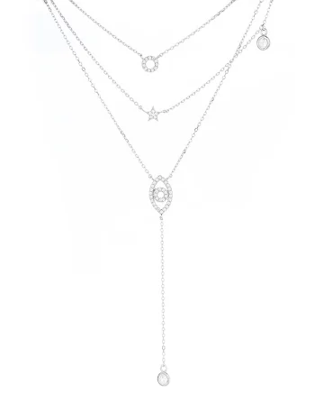 Lantisor argint 925, JW1243, model ochisor si steluta, placat cu rodiu