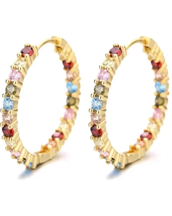 Cercei rotunzi argint 925, JW1576, model cerc, placati cu aur