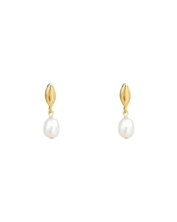 Cercei argint 925, JW1107, model elegant cu perla, placati cu aur