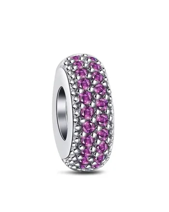 Charm/talisman argint 925, JW1186, model elegant cu pietre roz, placat cu rodiu