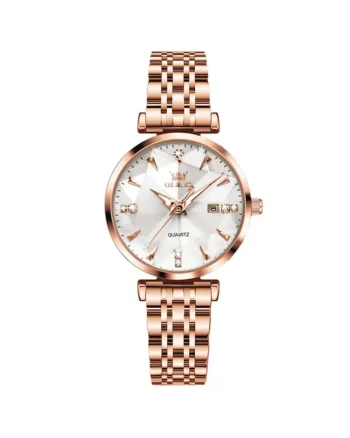 Ceas de dama Olevs CS1648, otel inoxidabil, rose gold, cadran alb