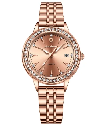 Ceas de dama Poedagar CS1675, otel inoxidabil, rose gold, cadran rose gold