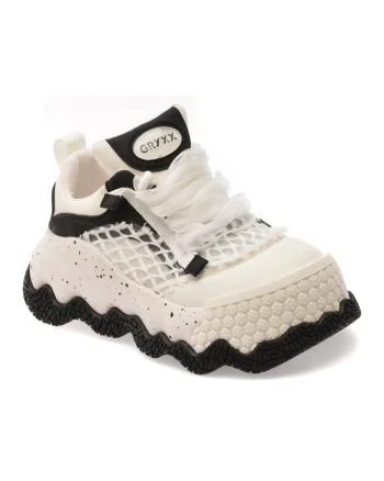 Pantofi sport GRYXX alb-negru, 860, din material textil si piele ecologica