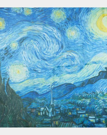 Esarfa patrata cu reproducere dupa   Noaptea Instelata  a lui Van Gogh