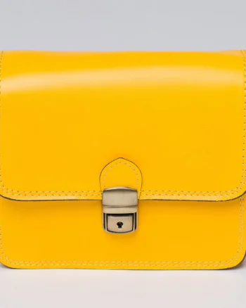 Geanta crossbody galbena din piele naturala, tip postas