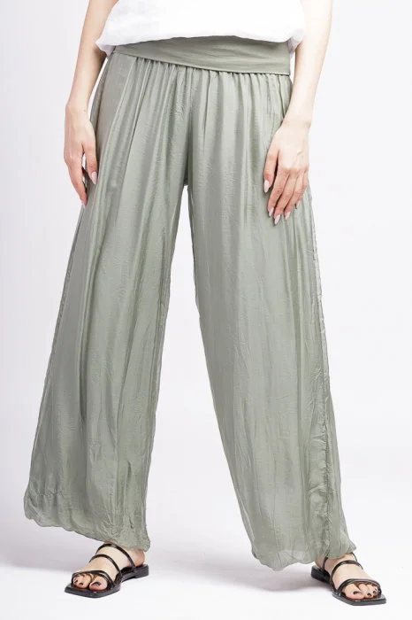 Pantaloni kaki din matase si vascoza,, tip salvari