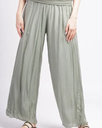 Pantaloni kaki din matase si vascoza,, tip salvari