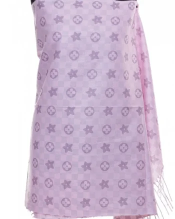 Esarfa casmir dubla fata cu model gen Louis Vuitton, roz deschis