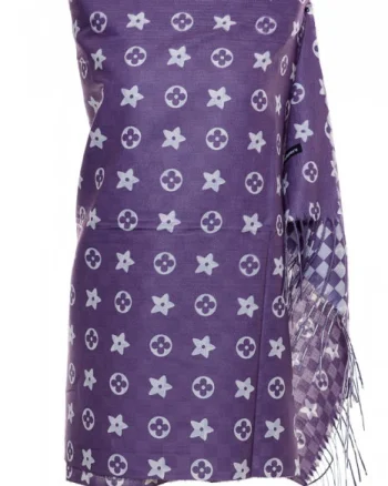 Esarfa casmir dubla fata cu model gen Louis Vuitton, mov