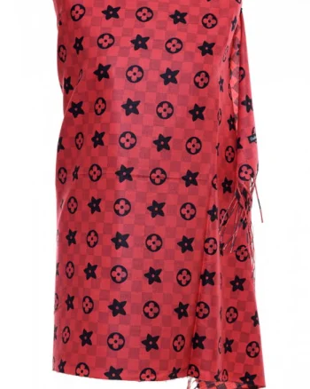 Esarfa casmir dubla fata cu model gen Louis Vuitton, rosu