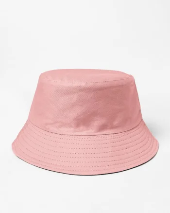 Palarie tip bucket unisex cu doua fete, roz si negru, din bumbac