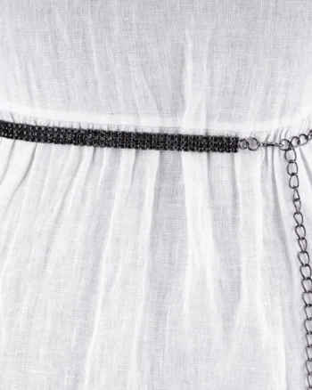 Curea metalica neagra cu strasuri negre, flexibila