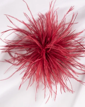 Brosa puf pene fine bordo cu diametru de 15 cm, cu clips pentru par