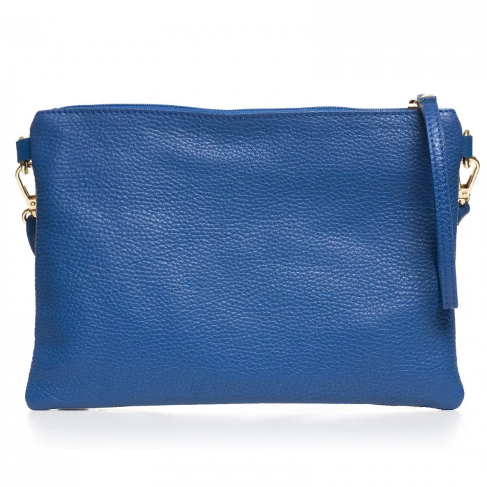 Geanta plic crossbody albastra, din piele naturala
