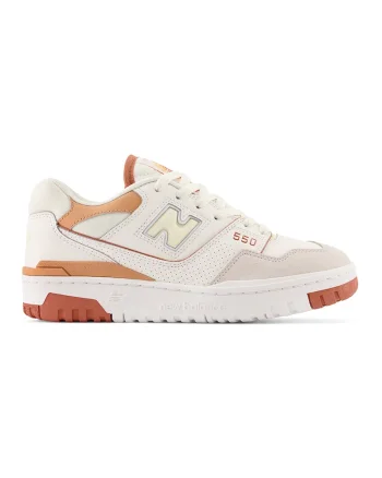 550 Pantofi sport cu detalii contrastante, Alb/Gri deschis/Portocaliu pal