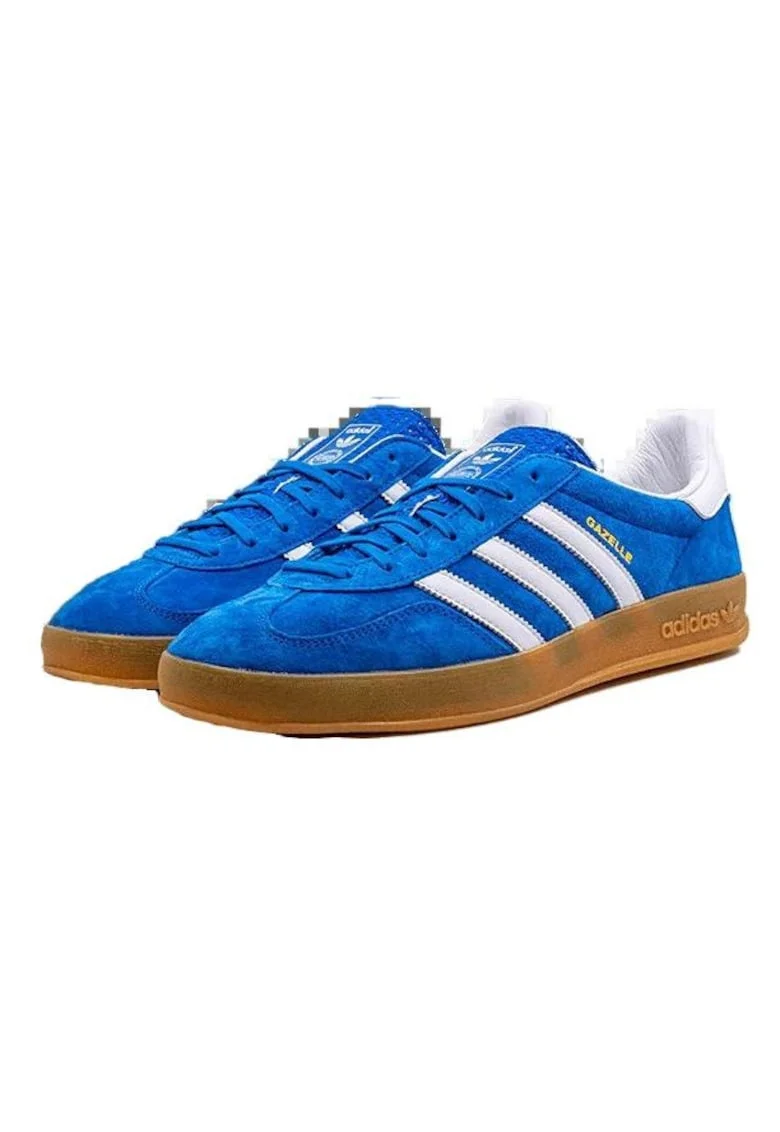 Tenisi barbati,  Gazelle Indoor, albastru, piele intoarsa