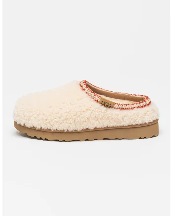 Papuci din piele de oaie cu captuseala din amestec de lana Tasman Maxy Curly, Alb