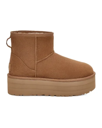 Ghete flatform rezistente la apa din piele intoarsa Classic Mini, Caramel