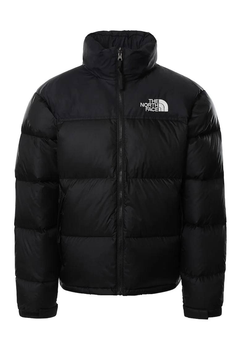 Geaca cu vatelina si gluga Retro Nuptse, Negru/Alb optic