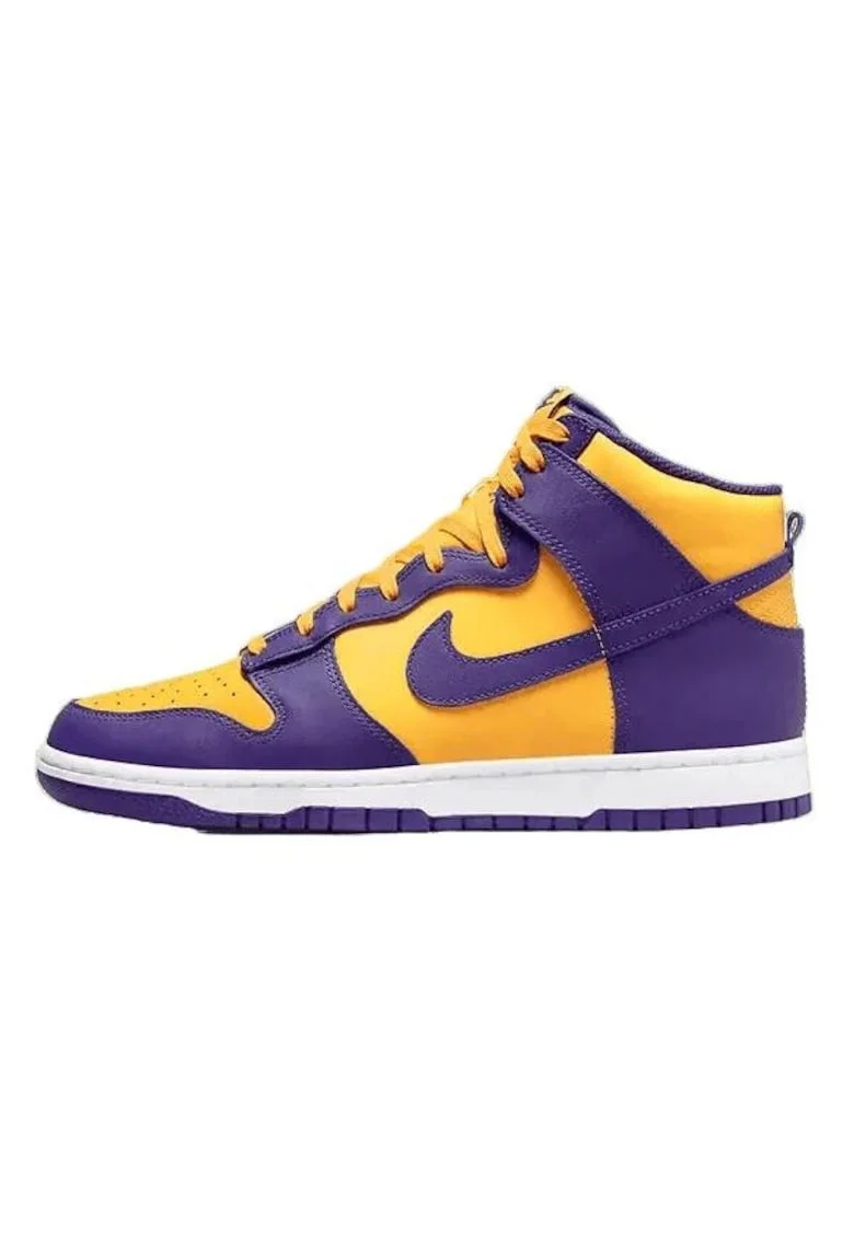 Pantofi sport barbati,  Dunk High, culori Lakers, violet si galben, material rezistent