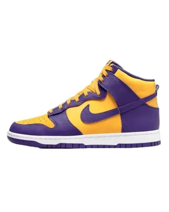 Pantofi sport barbati,  Dunk High, culori Lakers, violet si galben, material rezistent
