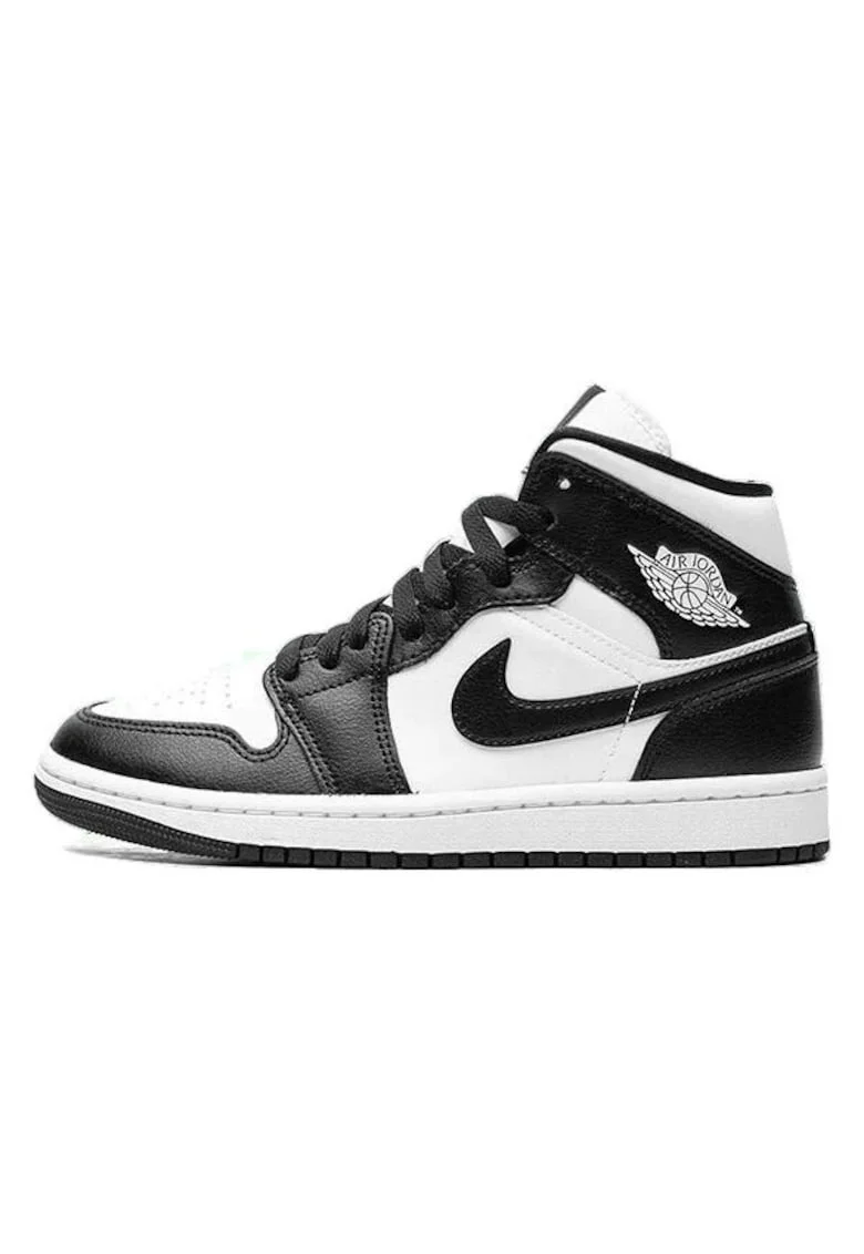 Pantofi sport barbati,  Air Jordan 1 Mid Panda, alb-negru, materiale de inalta calitate, Alb/Negru