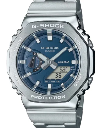 Ceas cu bratara din otel inoxidabil G-Shock, Argintiu