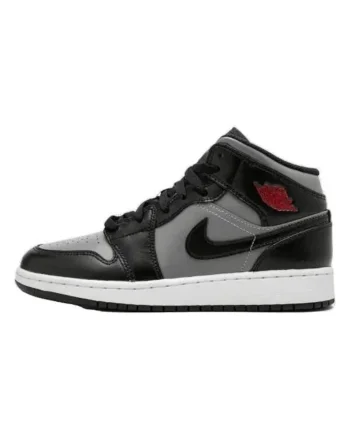 Pantofi sport barbati,  Air Jordan 1 Mid Shadow Red, negru-gri, accente rosii